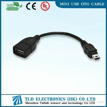 Black High Quality Mini USB OTG Cable 5pin